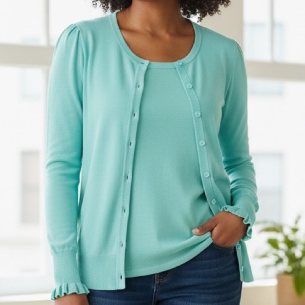 NWT Talbots Turquoise Charming Cardigan Sweater | Size XL